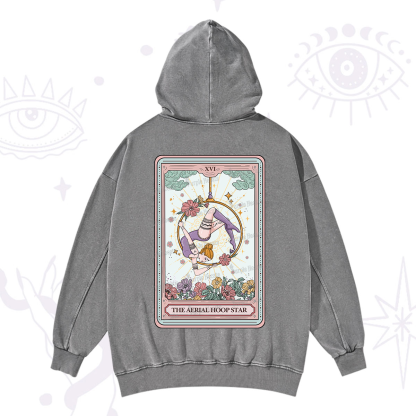 Purplehecate The Aerial Hoop Star Tarot Card Washed Hoodie