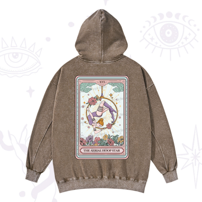 Purplehecate The Aerial Hoop Star Tarot Card Washed Hoodie