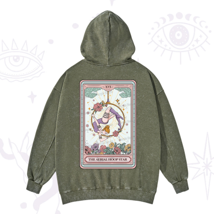 Purplehecate The Aerial Hoop Star Tarot Card Washed Hoodie