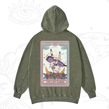 Purplehecate The Lady Barber Tarot Card Washed Hoodie
