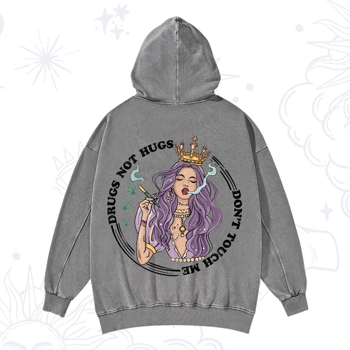 Purplehecate Weed Be Sarcastic Washed Hoodie