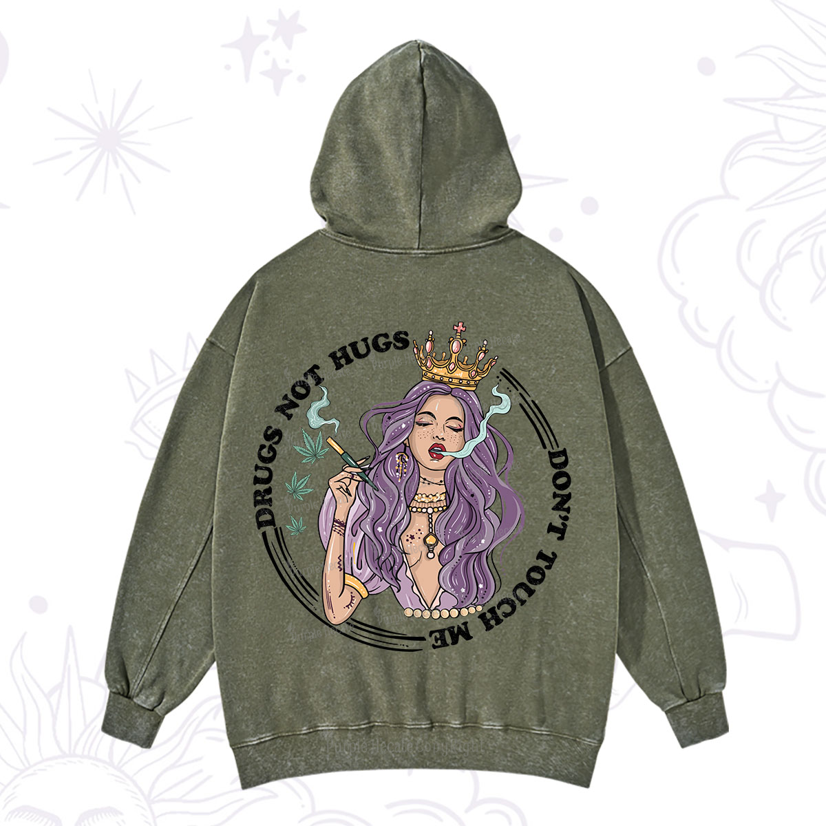 Purplehecate Weed Be Sarcastic Washed Hoodie