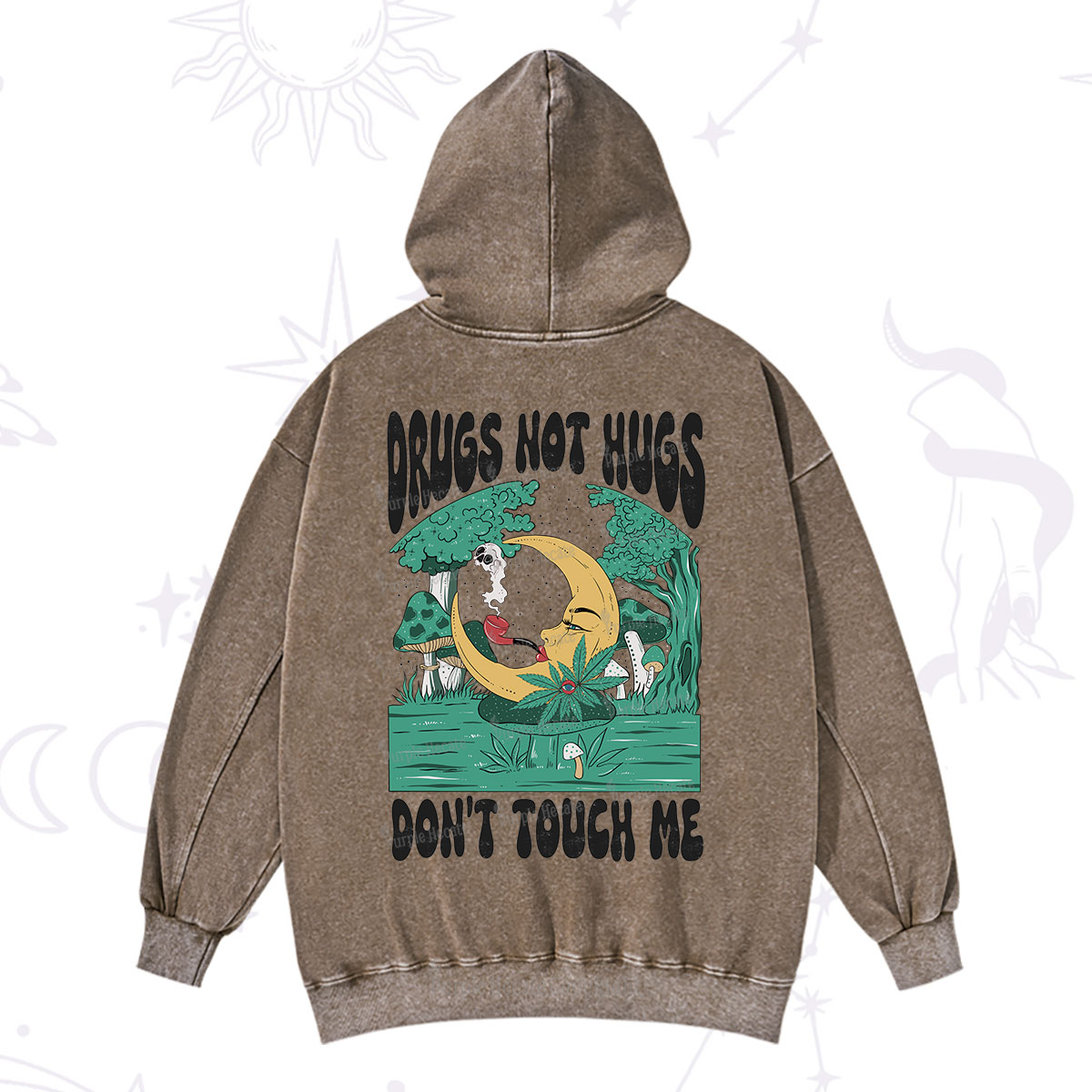 Purplehecate Drugs Not Hugs Don't Touch Me Washed Hoodie