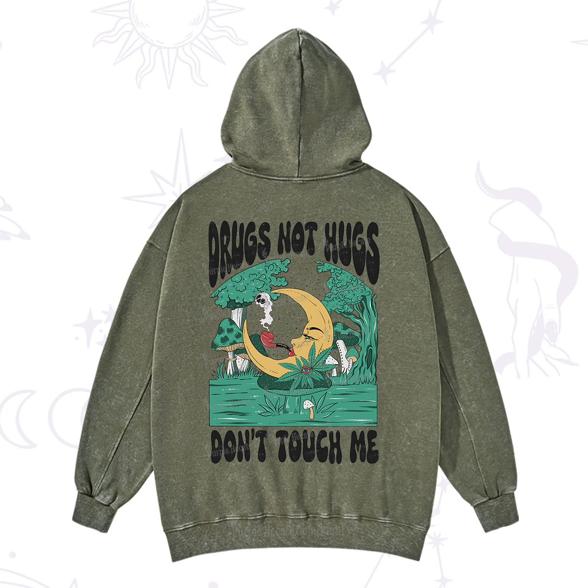 Purplehecate Drugs Not Hugs Don't Touch Me Washed Hoodie