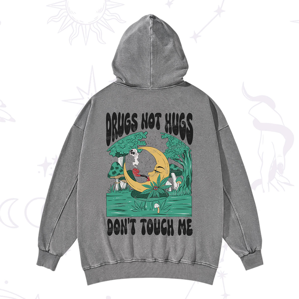 Purplehecate Drugs Not Hugs Don't Touch Me Washed Hoodie