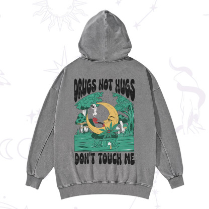 Purplehecate Drugs Not Hugs Don't Touch Me Washed Hoodie
