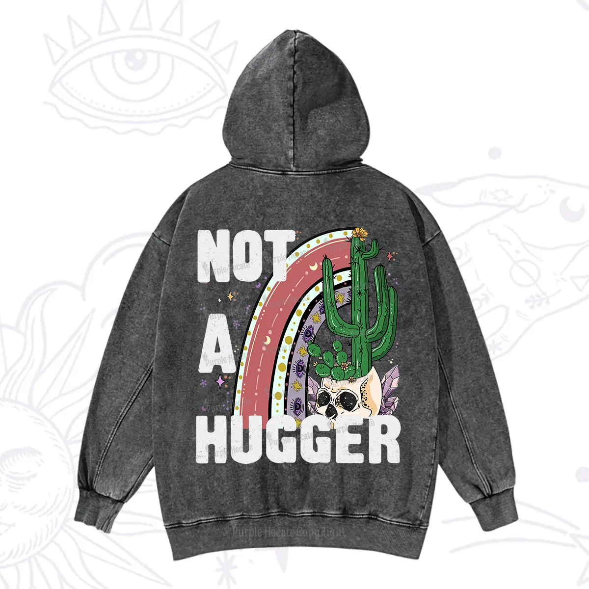 Purplehecate Not A Hugger Washed Hoodie