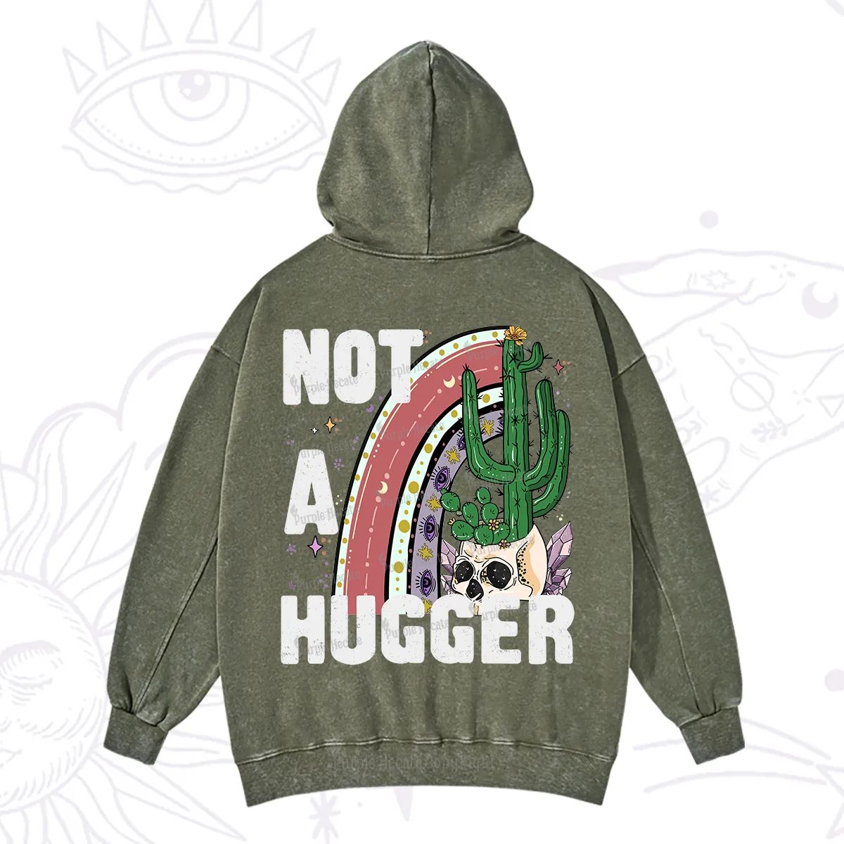 Purplehecate Not A Hugger Washed Hoodie