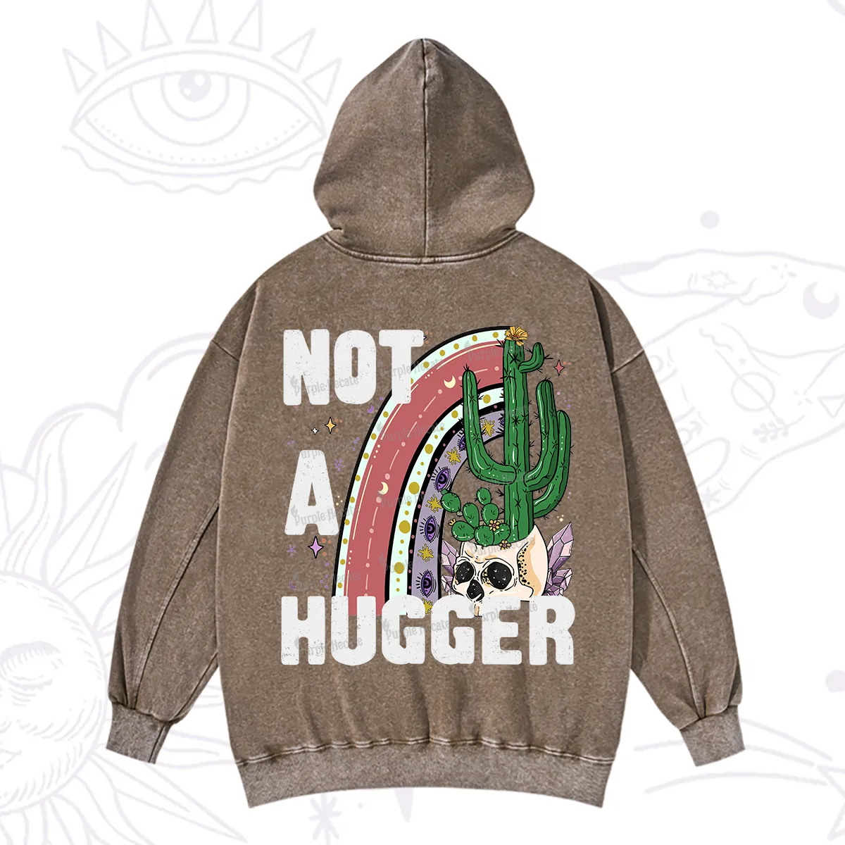 Purplehecate Not A Hugger Washed Hoodie