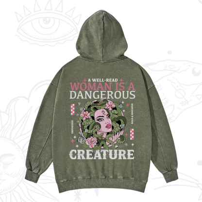 Purplehecate A Well Read Woman Is A Dangerous Washed Hoodie