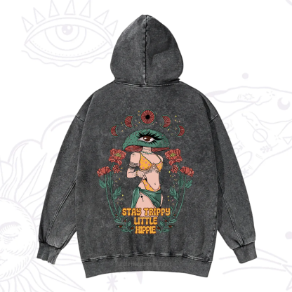 Purplehecate Stay Trippy Little Hippie Washed Hoodie