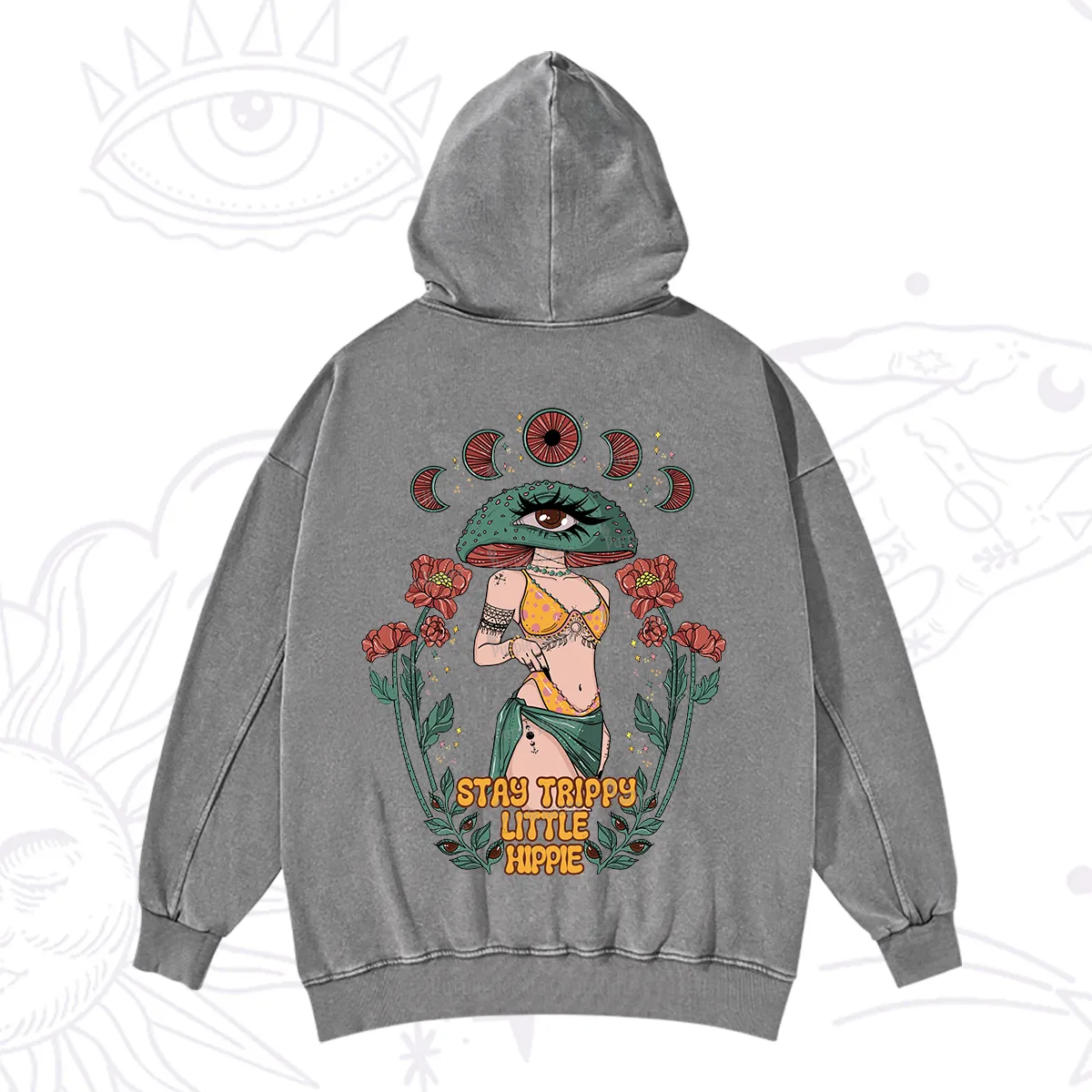 Purplehecate Stay Trippy Little Hippie Washed Hoodie