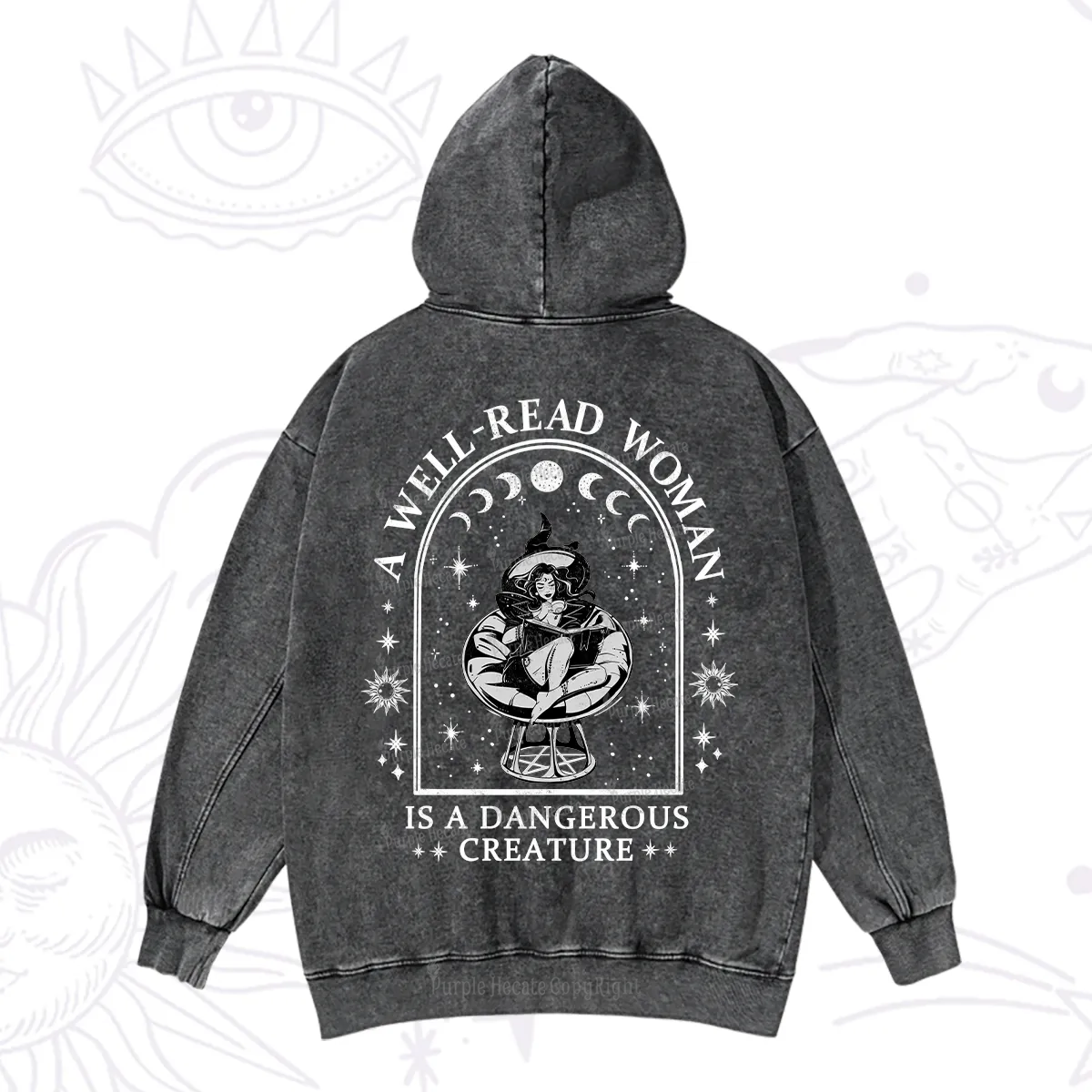 Purplehecate A Well Read Woman Bookish Washed Hoodie