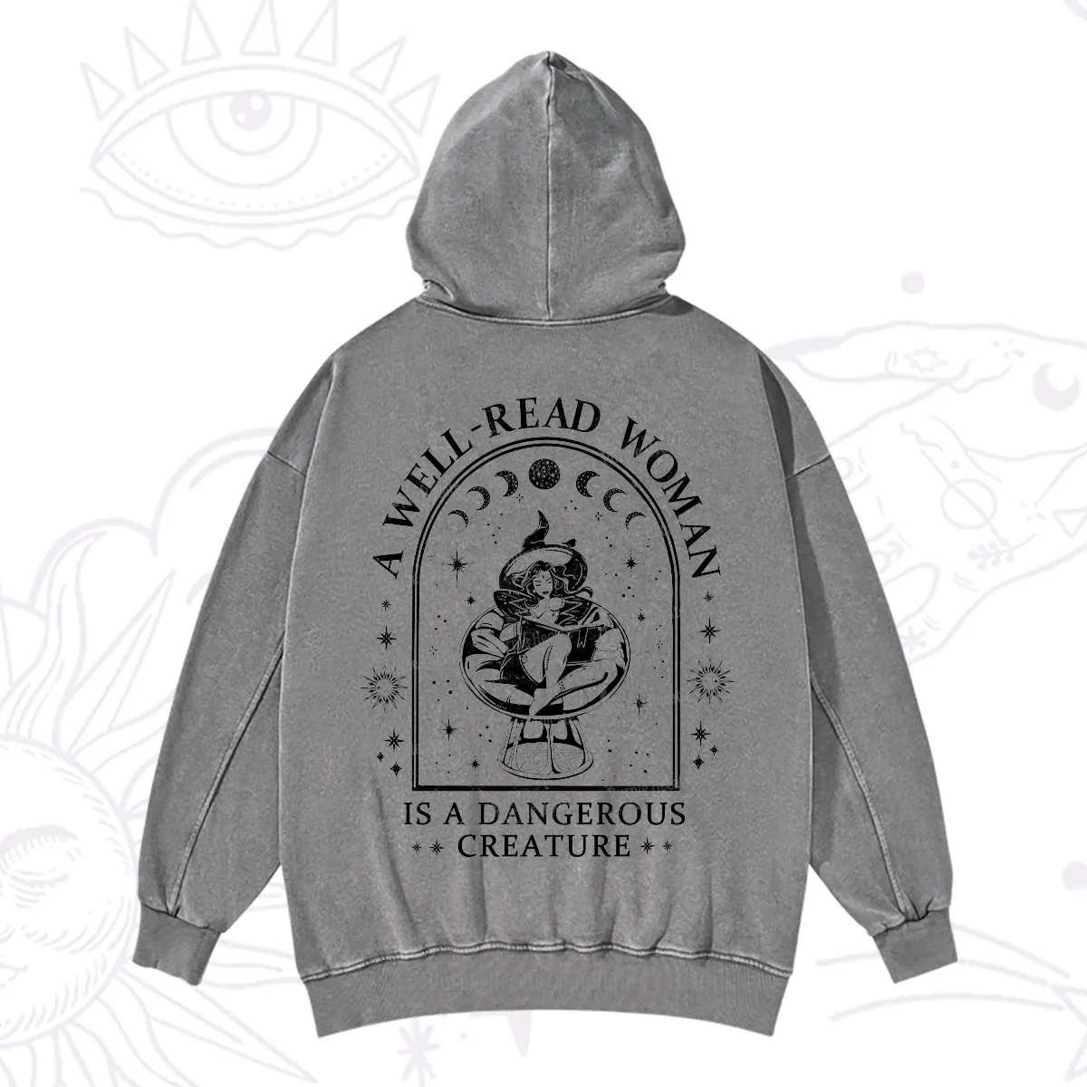 Purplehecate A Well Read Woman Bookish Washed Hoodie