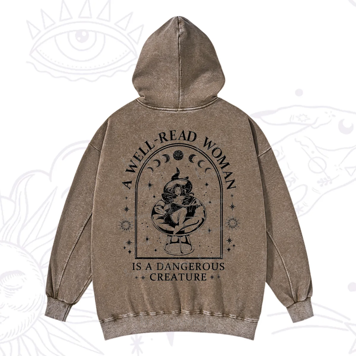 Purplehecate A Well Read Woman Bookish Washed Hoodie