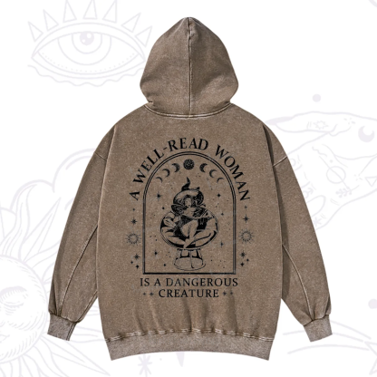 Purplehecate A Well Read Woman Bookish Washed Hoodie