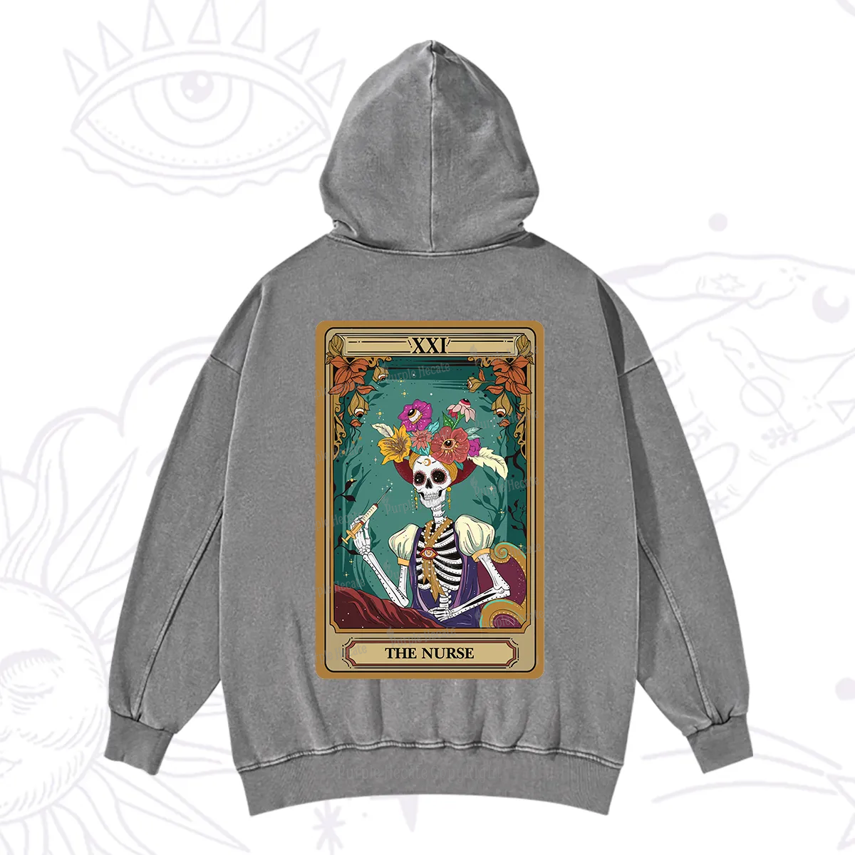 Purplehecate The Nurse Funny Tarot Card Washed Hoodie