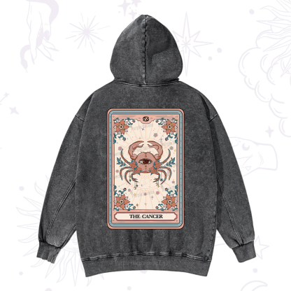 Purplehecate The Cancer Tarot Card Washed Hoodie