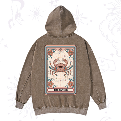Purplehecate The Cancer Tarot Card Washed Hoodie