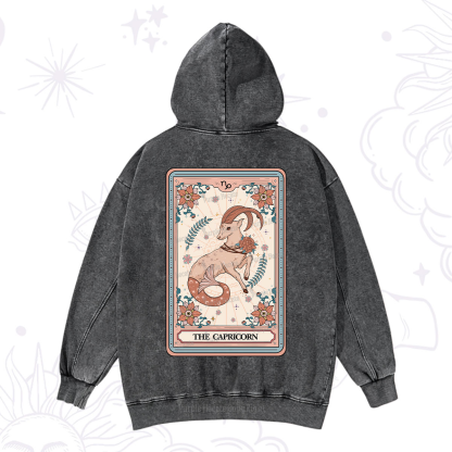 Purplehecate The Capricorn Tarot Card Washed Hoodie