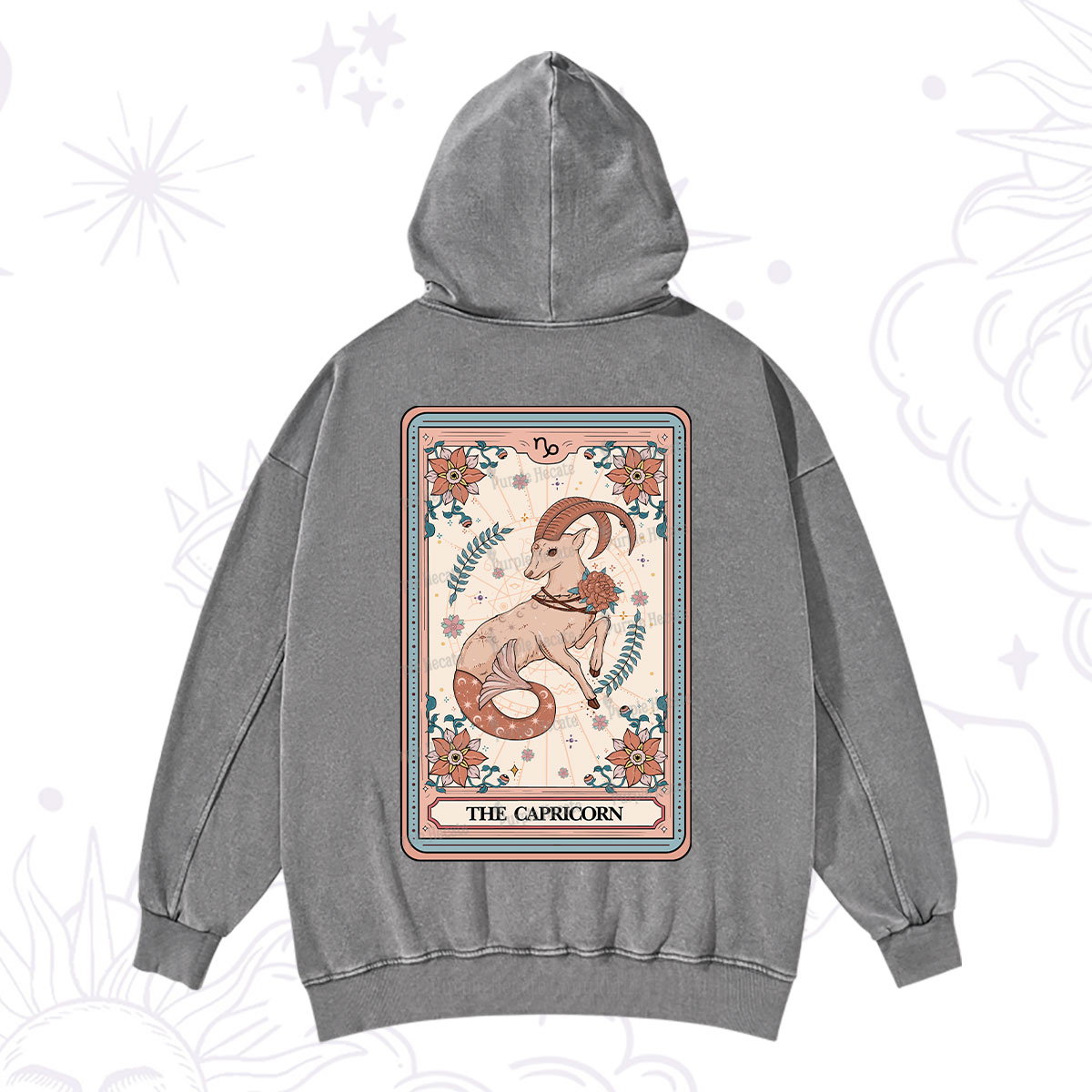 Purplehecate The Capricorn Tarot Card Washed Hoodie