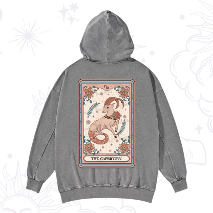 Purplehecate The Capricorn Tarot Card Washed Hoodie