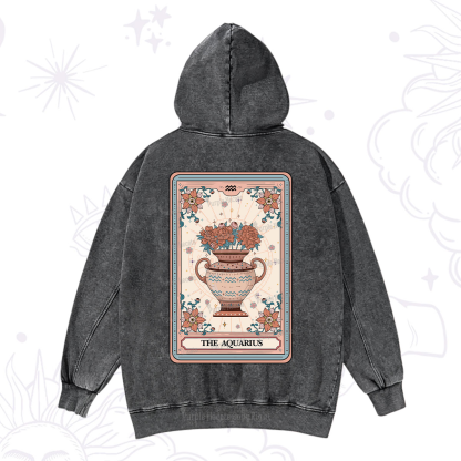 Purplehecate The Aquarius Tarot Card Washed Hoodie