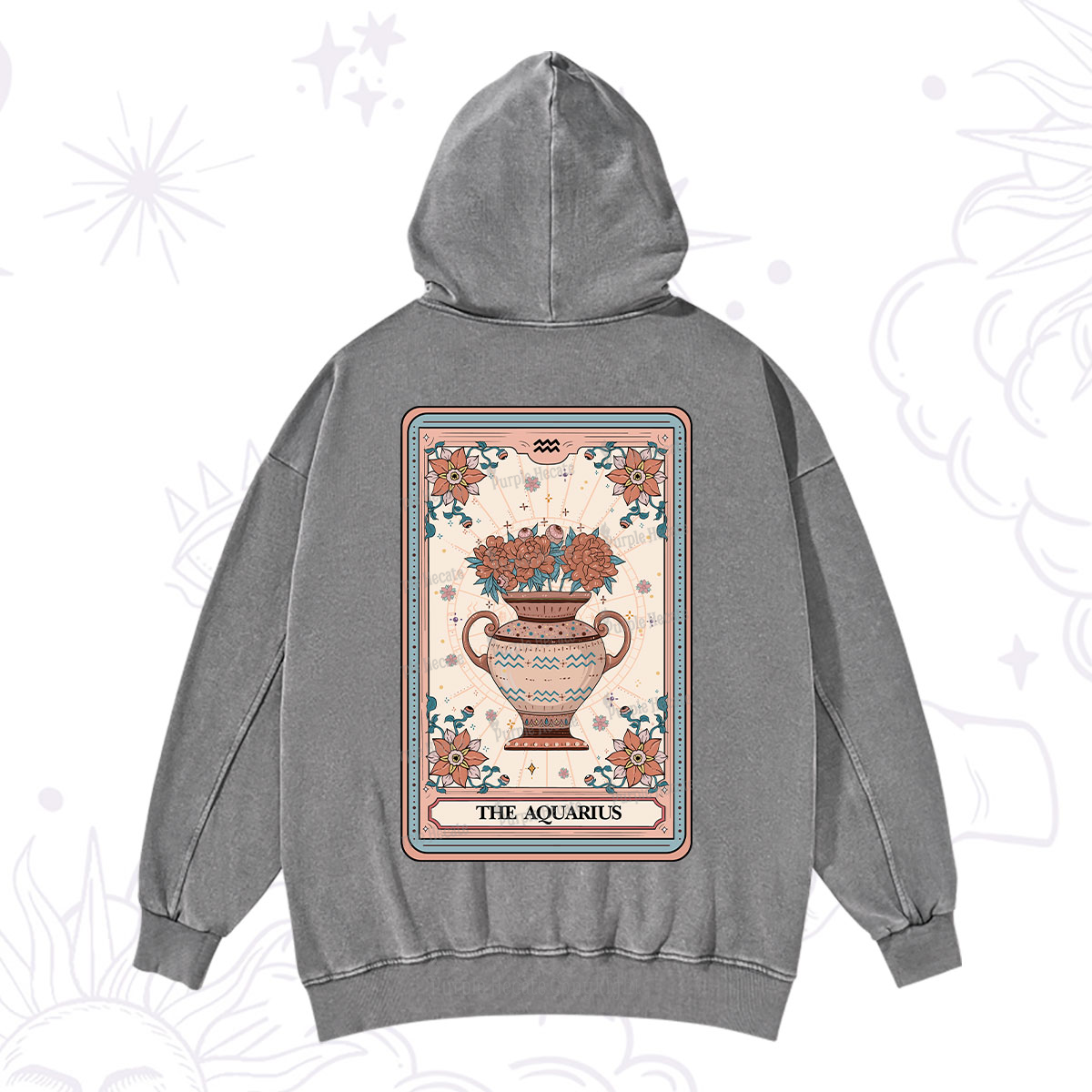 Purplehecate The Aquarius Tarot Card Washed Hoodie