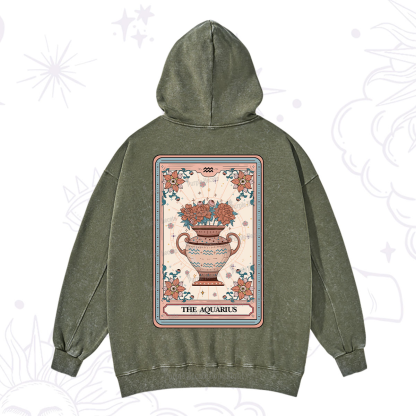 Purplehecate The Aquarius Tarot Card Washed Hoodie