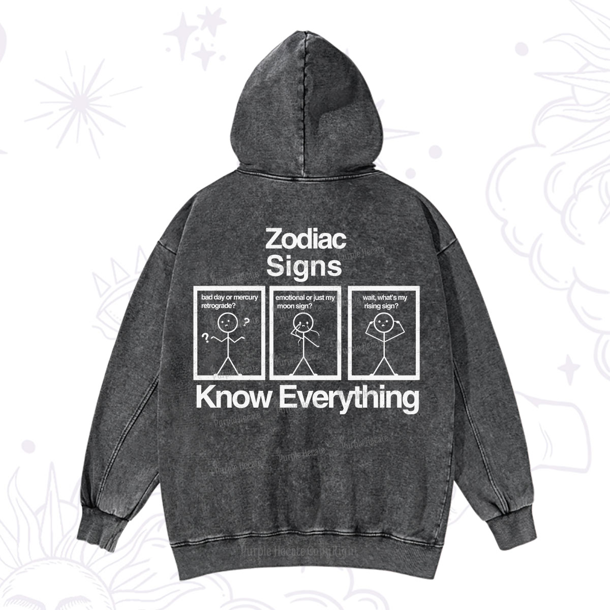Purplehecate Zodiac Signs Know Everything Washed Hoodie