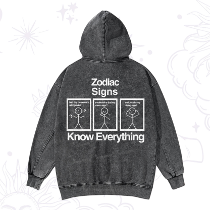 Purplehecate Zodiac Signs Know Everything Washed Hoodie