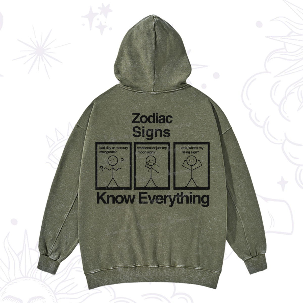 Purplehecate Zodiac Signs Know Everything Washed Hoodie