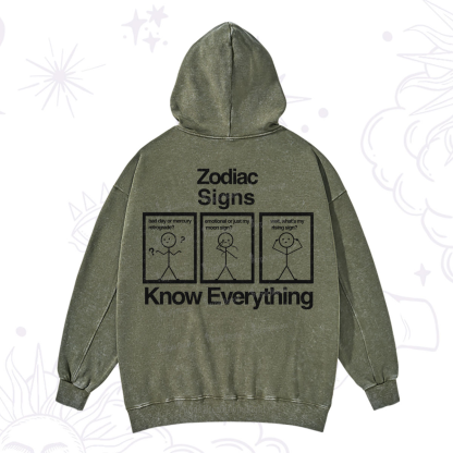 Purplehecate Zodiac Signs Know Everything Washed Hoodie