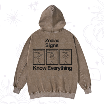 Purplehecate Zodiac Signs Know Everything Washed Hoodie