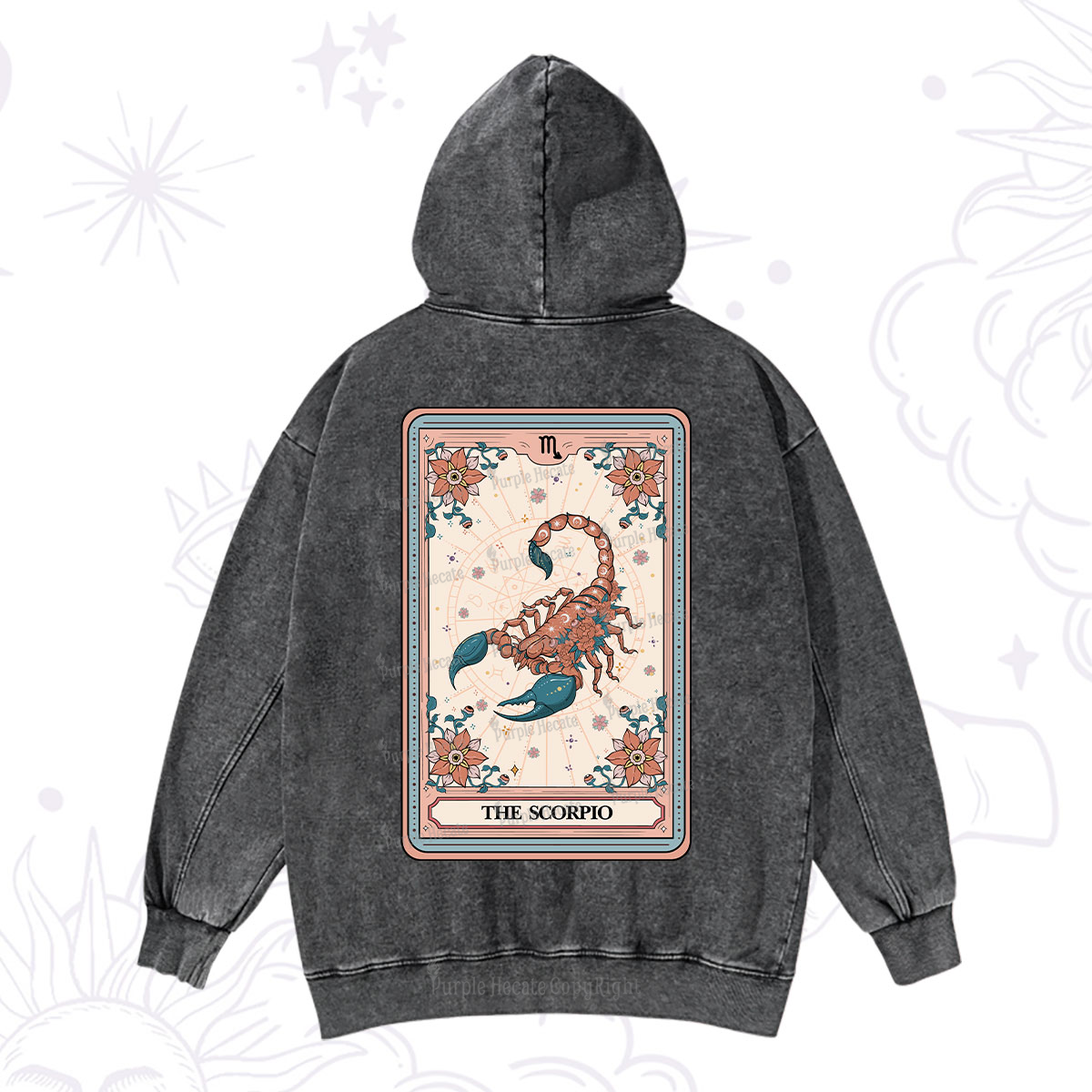 Purplehecate The Scorpio Tarot Card Washed Hoodie