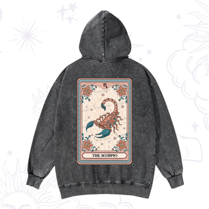 Purplehecate The Scorpio Tarot Card Washed Hoodie