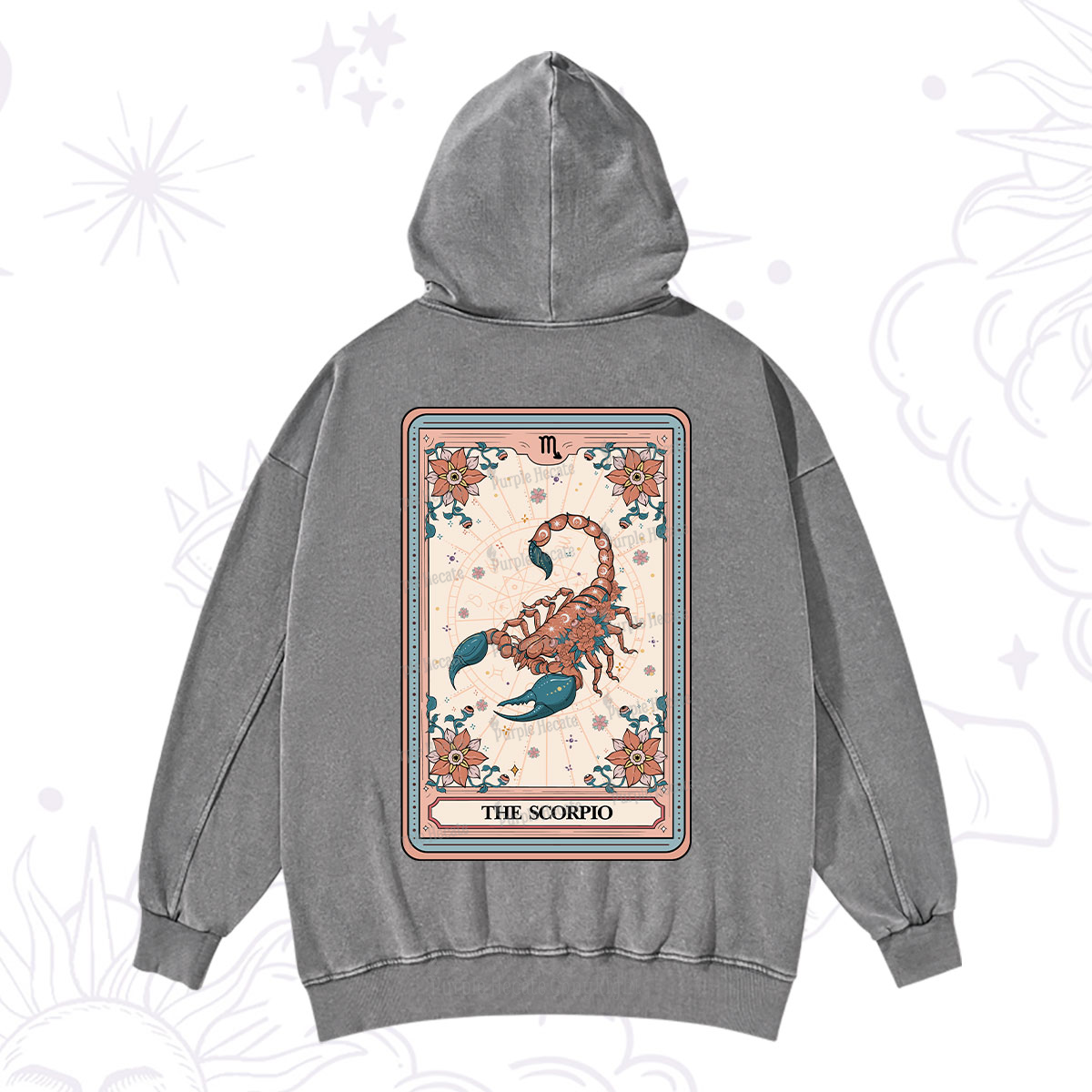 Purplehecate The Scorpio Tarot Card Washed Hoodie