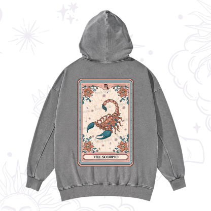 Purplehecate The Scorpio Tarot Card Washed Hoodie