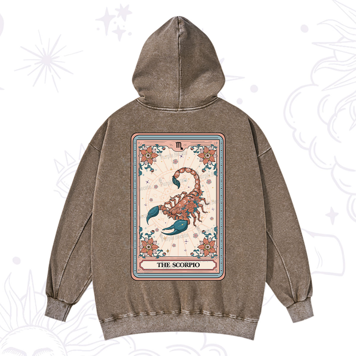 Purplehecate The Scorpio Tarot Card Washed Hoodie