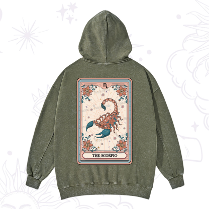 Purplehecate The Scorpio Tarot Card Washed Hoodie