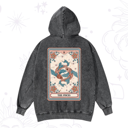 Purplehecate The Pisces Tarot Card Washed Hoodie