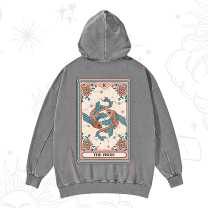 Purplehecate The Pisces Tarot Card Washed Hoodie