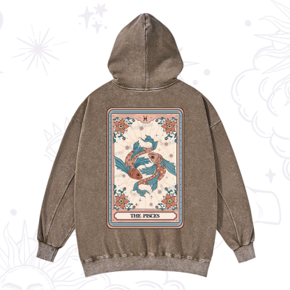 Purplehecate The Pisces Tarot Card Washed Hoodie