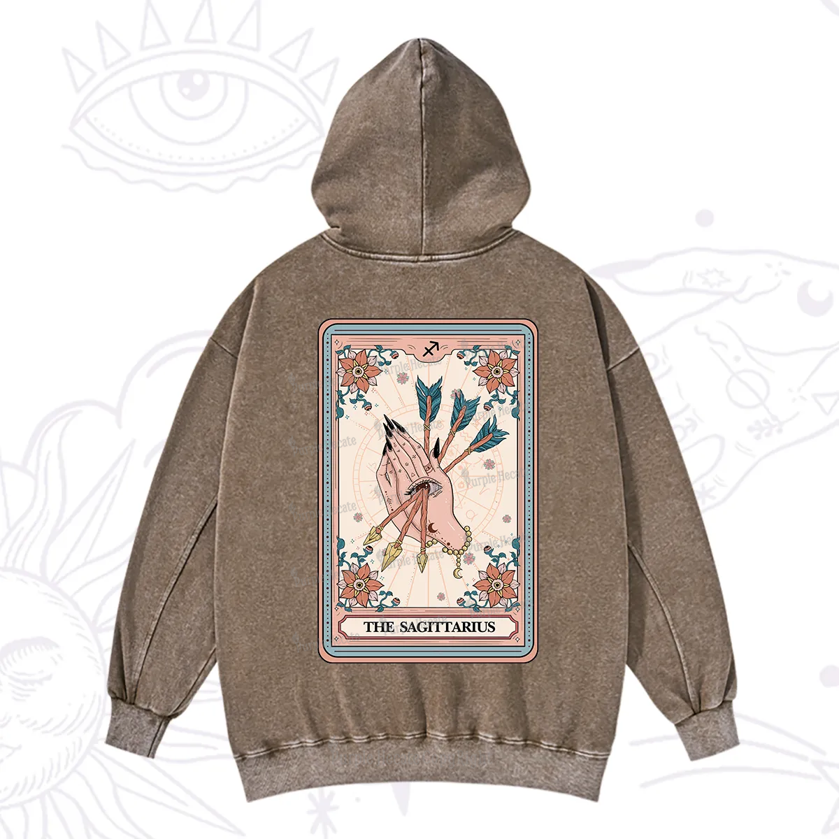 Purplehecate The Sagittarius Tarot Card Washed Hoodie