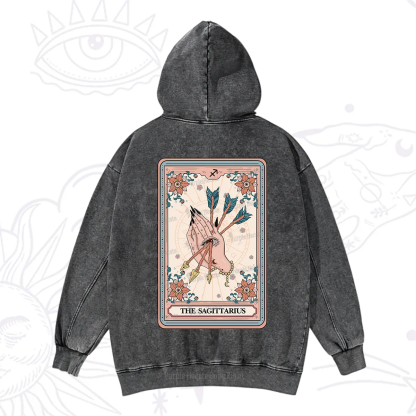 Purplehecate The Sagittarius Tarot Card Washed Hoodie