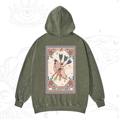 Purplehecate The Sagittarius Tarot Card Washed Hoodie