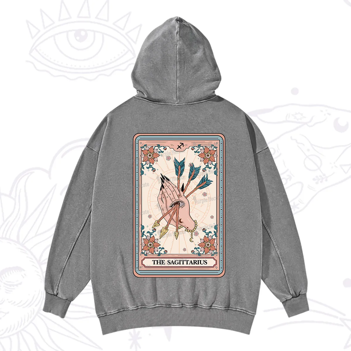 Purplehecate The Sagittarius Tarot Card Washed Hoodie