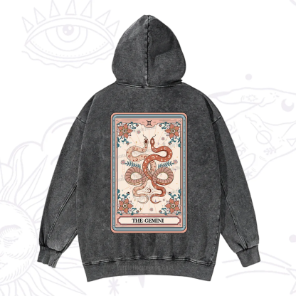 Purplehecate The Gemini Tarot Card Washed Hoodie