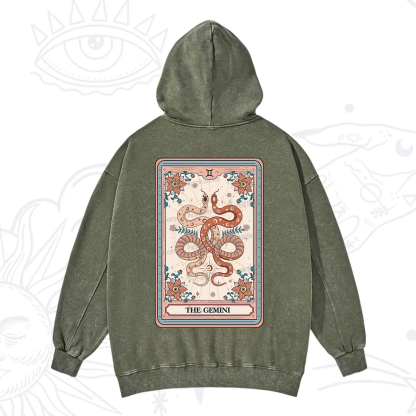 Purplehecate The Gemini Tarot Card Washed Hoodie