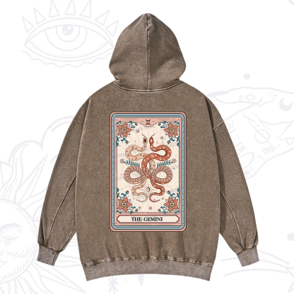 Purplehecate The Gemini Tarot Card Washed Hoodie